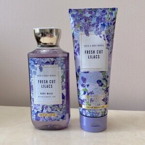 NIB Bath and Body Works Full Size Fresh Cut Lilacs Shower Gel and Body Cream Set